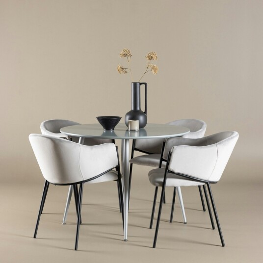 Spisegruppe Venture Home Plaza Ø100 med 4 stk Evelina Stoler