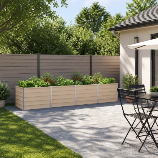 vidaXL Hevet Hagebed Elfenben 320 x 80 x 55 cm kaldvalset stål