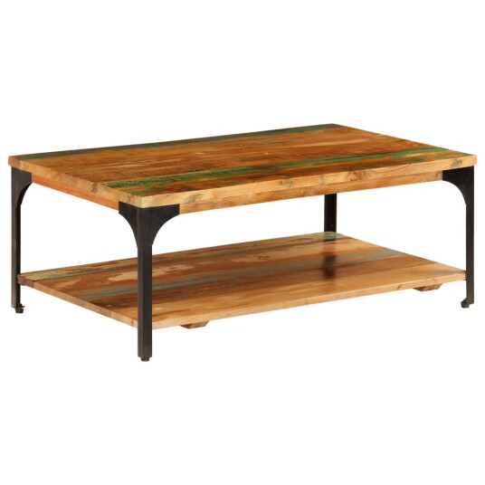  Salongbord med hylle 100x60x35 cm gjennvunnet heltre 8718475741367