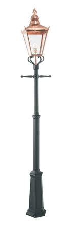 Chelsea 951 Lyktestolpe m/1 Lyktehode Høyde 230-320 cm Kobber