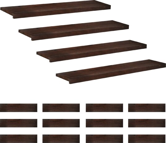 vidaXL Trappetrinn 16 stk. 120 x 25 x 2 cm Mørk brun Massiv bøketre