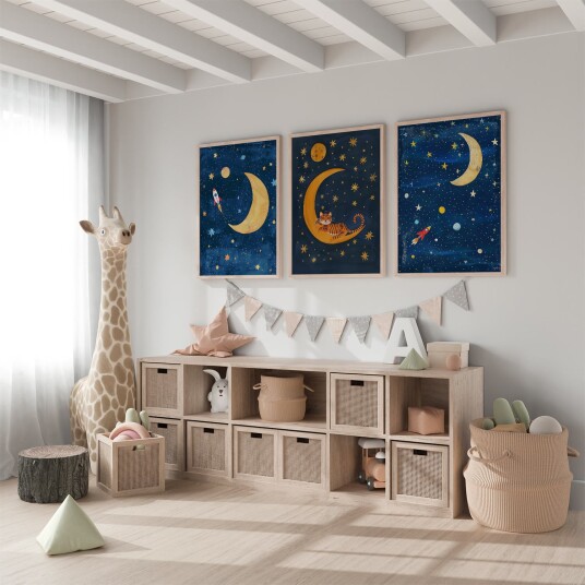 Namly Design Plakat Stjernespekket Himmel Eventyr / Sett av 3 POSTER8WDCFW