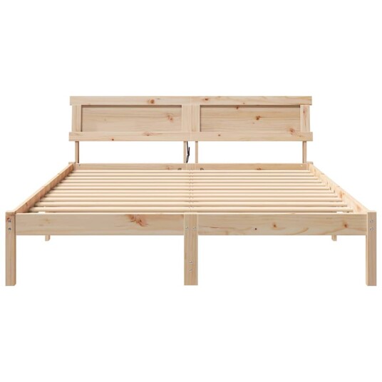  Sengestamme med LED  stripelys med hodegjerde Brun 140 x 200 cm Furu tre