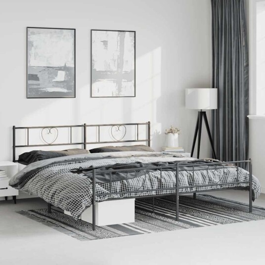 vidaXL Sengeramme i metall med hode og fotgavl svart 183x213 cm