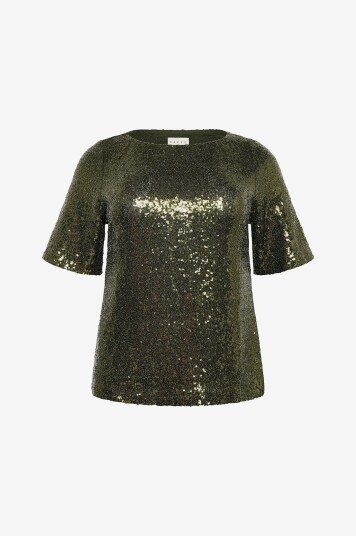 KAFFE Curve Paljettbluse kcMirana Sequin Grønn KAFFE Curve Paljettbluse kcMirana Sequin Grønn