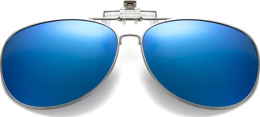 Flip Up Polarized Pilot Clip-On solbriller metallblå