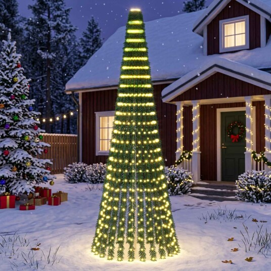 vidaXL LED juletre 270 cm 648 LED-lys Varmhvit Stål Grønn