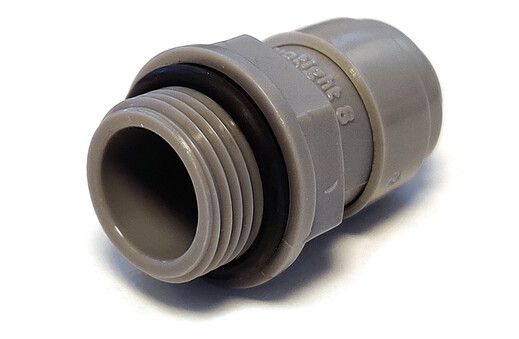8mm (5/16") til 3/8" BSP hann 8mm (5/16") til 3/8" BSP hann