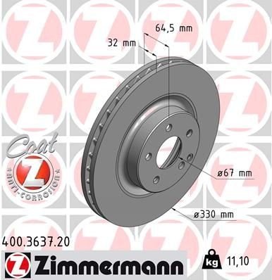 Bremseskive ZIMMERMANN 400.3637.20