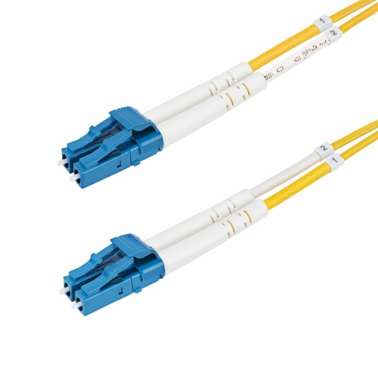 StarTech 1m (3.3ft) LC to LC (UPC) OS2 Single Mode Duplex Fiber Optic Cable, 9/125µm, Laser Optimized, 10G, Bend Insensitive, Low Insertion Loss -