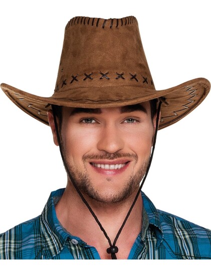 Skinnimitert Brun Cowboyhatt med Snor Skinnimitert Brun Cowboyhatt med Snor