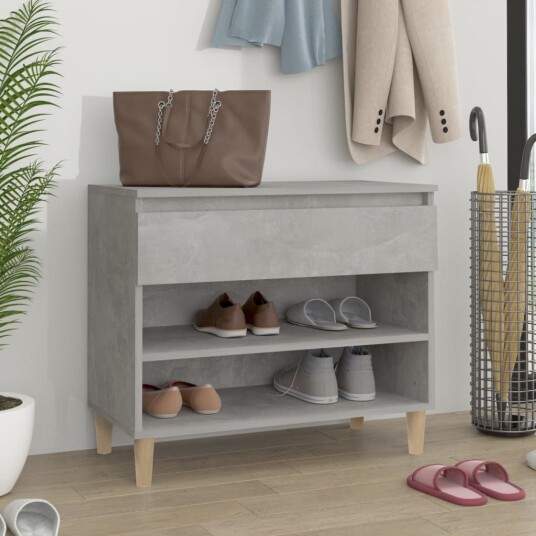 vidaXL Skoskap betonggr? 70x36x60 cm konstruert tre
