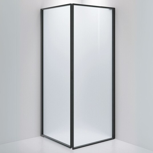 INR Iconic Nordic Rooms Dusjhjørne Edge 13 Måltlpasset - Venstre / Matt Svart Frostet Glass