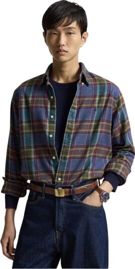 Polo Ralph Lauren Custom Fit Brushed Flannel Shirt Blue Purple Heather Polo Ralph Lauren Custom Fit Brushed Flannel Shirt Blue Purple Heather