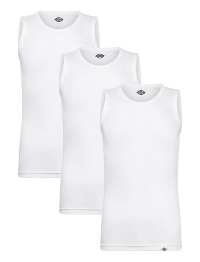 Dickies Amsterdam 3 Pack Vest   White   XL