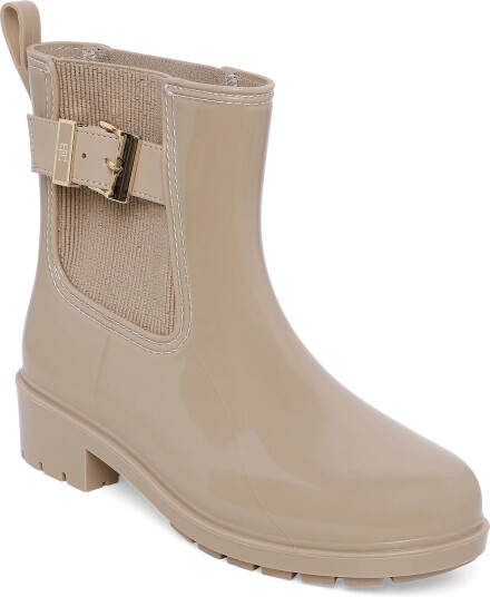 Tommy Hilfiger Th Buckle Glossy Ankle Rain Boot Beige 41