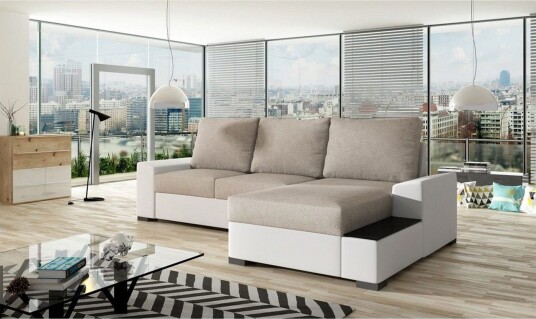 Seksjon Eltap Negro 245x165x90 cm Dora 21 Soft 17 Beige Hvit Høyre