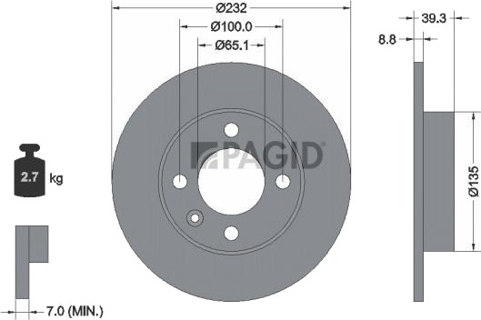 PAGID 50263NC Bremseskive