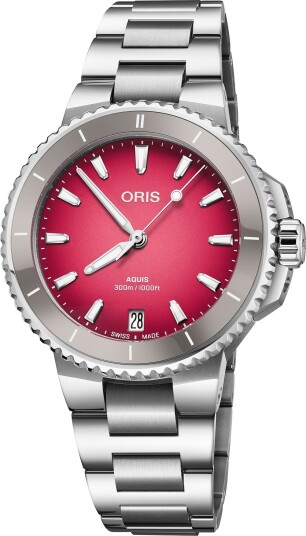 Oris Dameklokke 01 733 7792 4158 07 8 19 05P Aquis Rød/Stål Ø36.5 Oris Dameklokke 01 733 7792 4158 07 8 19 05P Aquis Rød/Stål Ø36.5