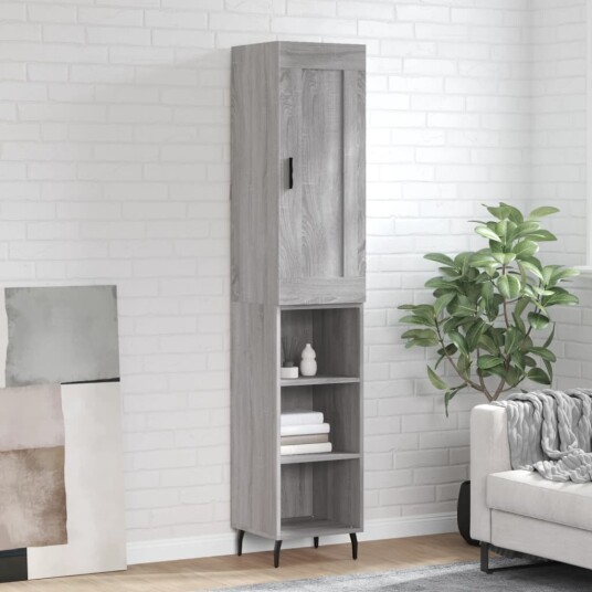 vidaXL Highboard grå sonoma 34,5x34x180 cm konstruert tre 8720845497651 vidaXL Highboard grå sonoma 34,5x34x180 cm konstruert tre 8720845497651