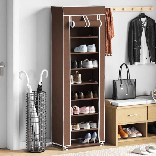 Skoskap med deksel 57 x 29 x 162 cm brun