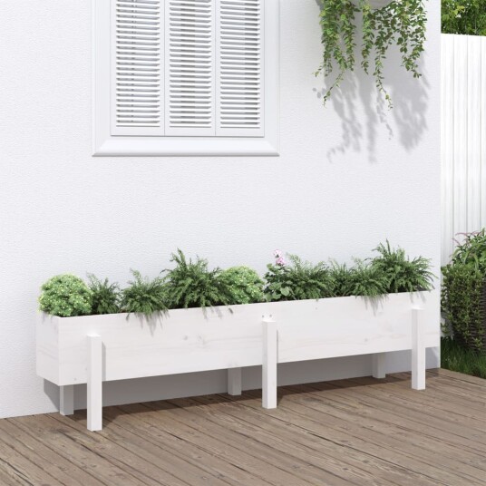 Høybed for hage hvit 160x30x38 cm heltre furu