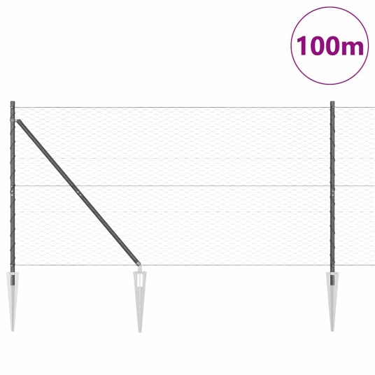Gjerdepåle Grå 100 x 1,4 m 36 mm mesh Stål og PVC