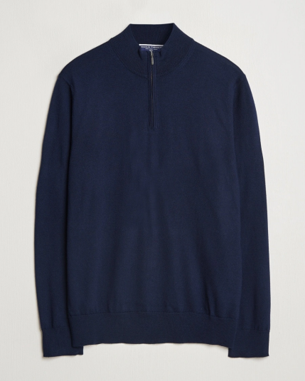 Charles Tyrwhitt Pure Merino Zip Neck Jumper Navy