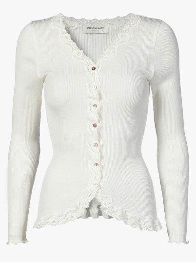 Rosemunde Babette Long Sleeve V-neck Lace Cardigan Hvit M