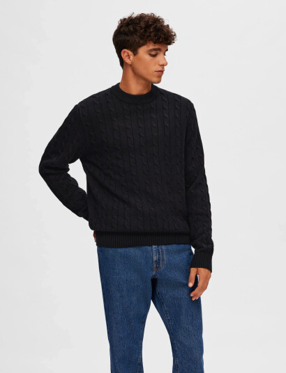 Selected Slhryan Structure Crew Neck - Black - XL Selected Slhryan Structure Crew Neck - Black - XL
