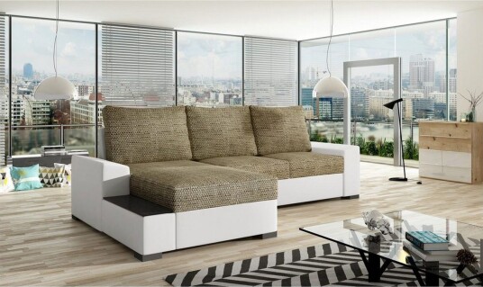 Seksjon Eltap Negro 245x165x90 cm Berlin 03 Myk 17 Beige Hvit Venstre