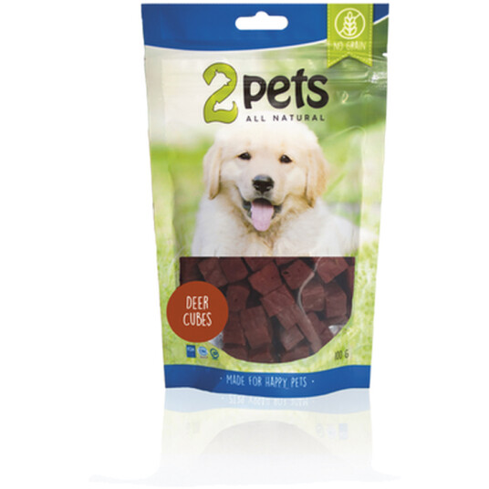 2 Pets Hundefôr Hjortekubber 400 g - Naturlige Godbiter til Hund