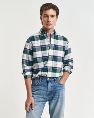 Gant Rutete klassisk Oxford skjorte med vanlig passform FOREST GREEN XL