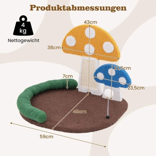 Cwy Ripestolpe I Sopplook Med Katteseng Og Sisal Skrapebrett Og Fjerbolle Og Hodestøtte Kattetre