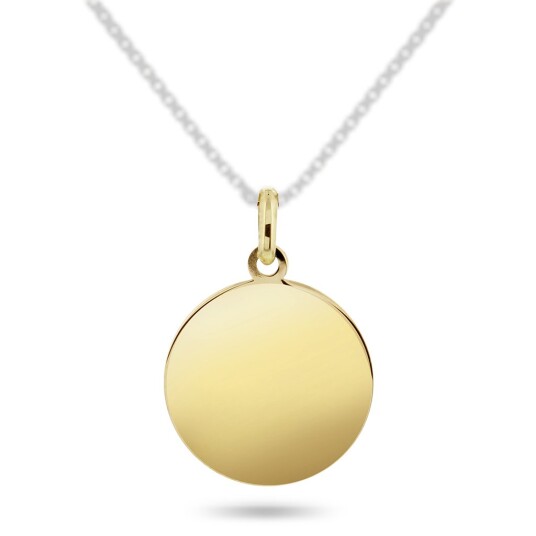 Pan Jewelry, Anheng i 585 gult gull med rund graveringsplate Pan Jewelry, Anheng i 585 gult gull med rund graveringsplate