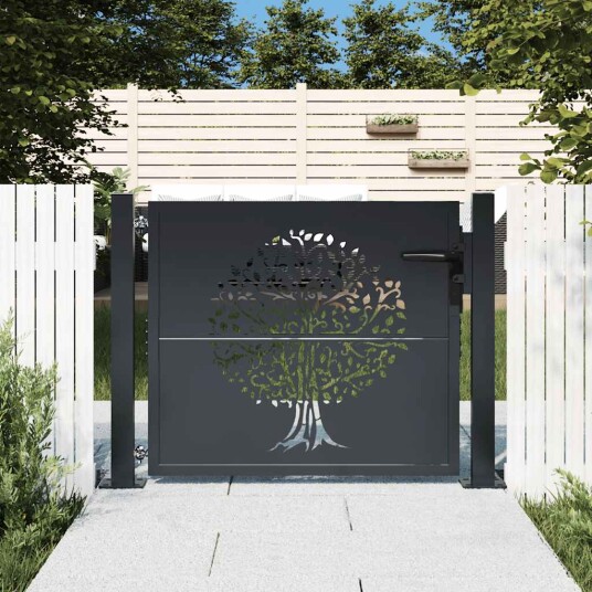 Hageport antrasitt 105x105 cm stål tredesign