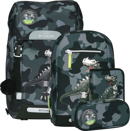 Beckmann Skolesekk Sett Classic Maxi Camo Rex Grå Svart