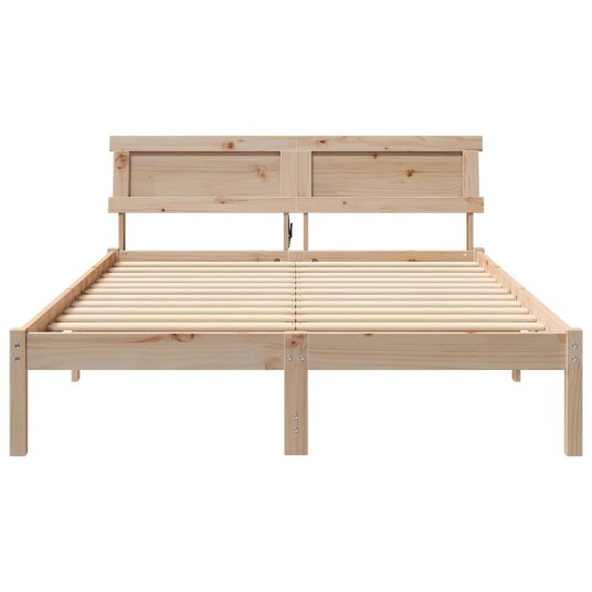  Sengestamme med LED  stripelys med hodegjerde Brun 140 x 190 cm Furu tre