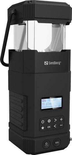 Sandberg Survivor Lantern Powerbank med Solar Lading, Lys og Radio - USB-A - Svart