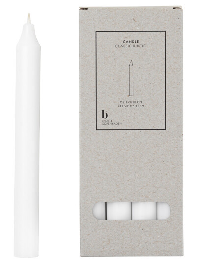 Broste Copenhagen Kronelys Pure-White 20cm 8stk