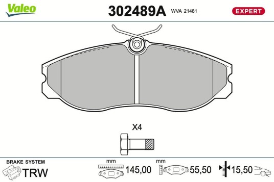 Bremseklosser VALEO 302489A