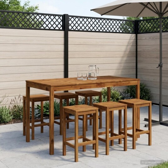 vidaXL Hagebarbord Naturlig 180 x 88,5 x 105 cm Solid akasietre