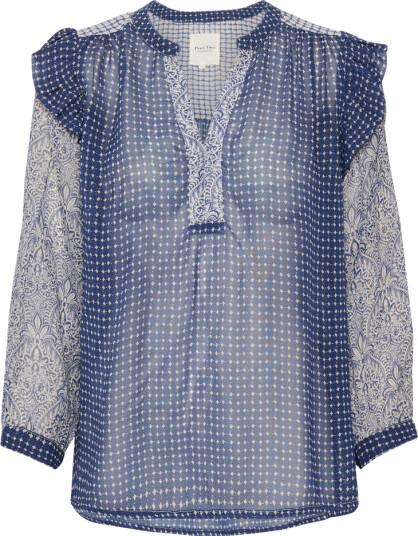 Part Two OrianaPW Blouse - Blue Border Print 34