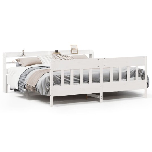 Sengeramme uten madrass hvit 180x200 cm heltre furu 3306997 Sengeramme uten madrass hvit 180x200 cm heltre furu 3306997