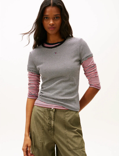 Tommy Jeans Tjw Slim Essential Rib Ss - Black - XS Tommy Jeans Tjw Slim Essential Rib Ss - Black - XS