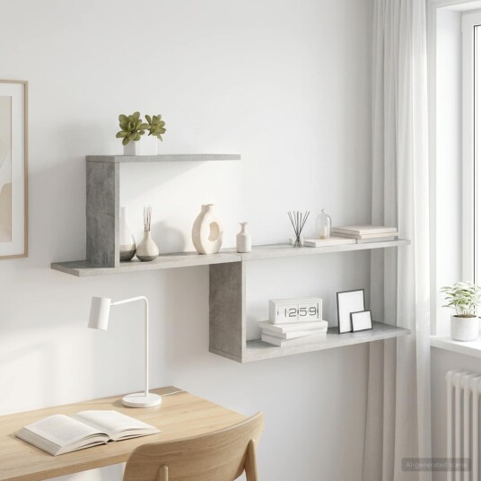 vidaXL Vegghylle Betonggrå 122 x 18 x 60 cm Konstruert tre