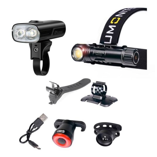 Sykkellys pakke LUMONITE + OLIGHT Frontlykt + Hjelmlykt + Baklykt Sykkellys pakke LUMONITE + OLIGHT Frontlykt + Hjelmlykt + Baklykt
