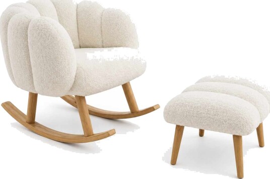 Ørelappstol og puffesett 2 deler Atelier Del Sofa Lotus 70 x 94 x 42 cm Hvit