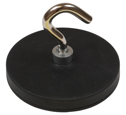 Gummimagnet med krok Ø66mm Magnetstyrke 20 kg
