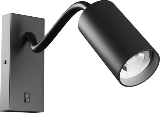 Spectrum GU10 vegglampe med bryter og flexarm Sort